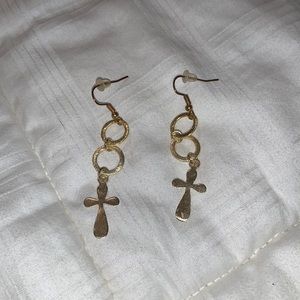 Boutique - Gold Cross Dangle Earrings